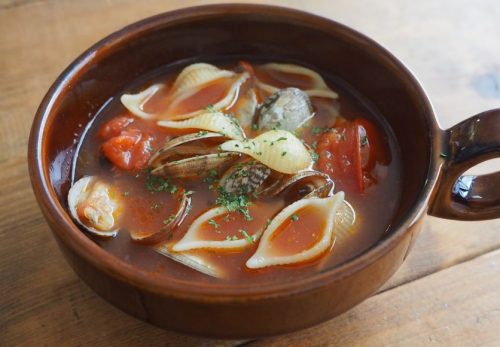 あさりとトマトのパスタスープ